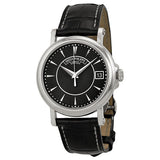 Patek Philippe Calatrava Black Dial 18k White Gold Black Leather Men's Watch #5153G-001 - Watches of America