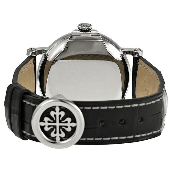 Patek Philippe Calatrava Black Dial 18k White Gold Black Leather Men's Watch #5153G-001 - Watches of America #3