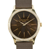 Patek Philippe Calatrava Hand Wind Diamond Brown Dial Ladies Watch #4897R-001 - Watches of America