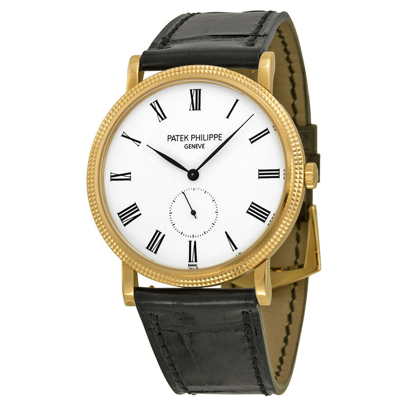 Patek Philippe Calatrava Mechanical Enamel Dial Leather Men's Watch #5116R-001 - Watches of America