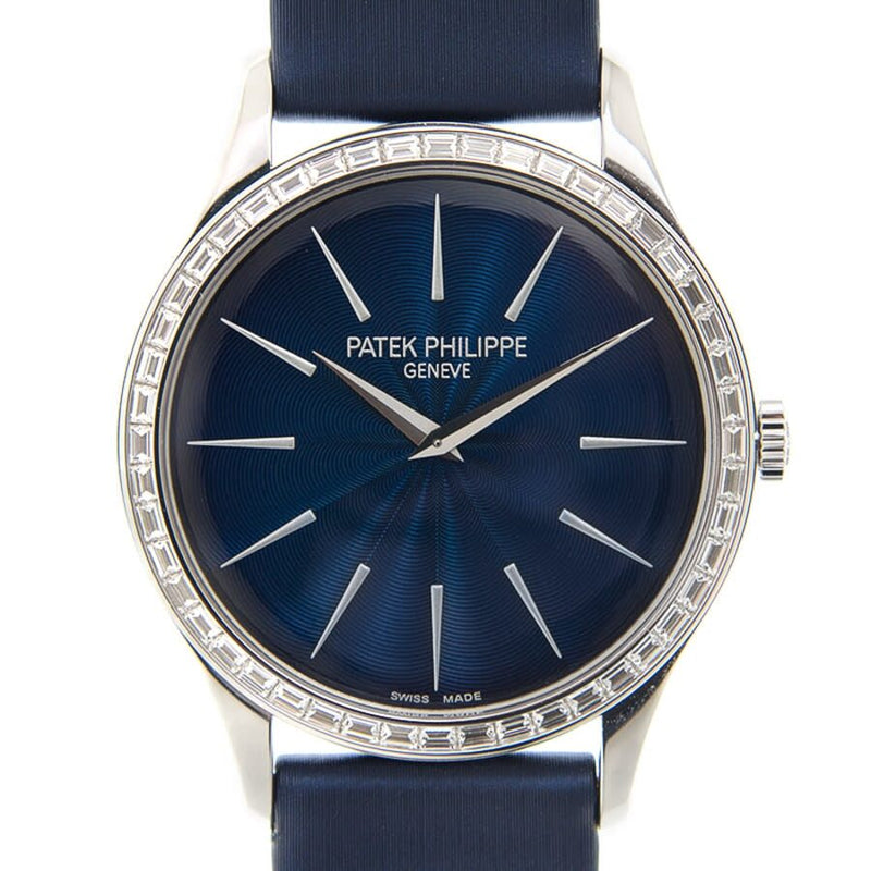 Patek Philippe Calatrava 18kt White Gold Night Blue Dial Ladies Hand Wound Watch #4897/300G-001 - Watches of America