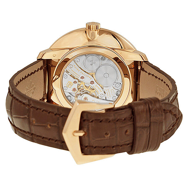 Patek Philippe Calatrava Silver Dial 18k Rose Gold Brown Leather Men's Watch #5123R-001 - Watches of America #3