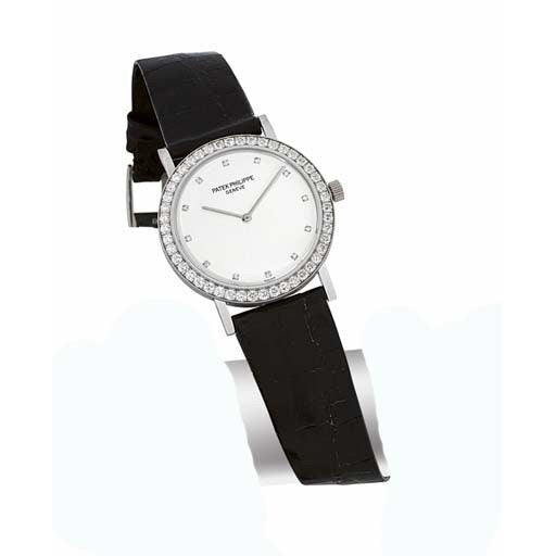 Patek Philippe Calatrava White Dial Black Leather Automatic Ladies Watch #5006G - Watches of America