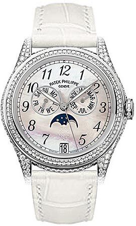 Patek Philippe Complicated 18kt White Gold Moon Phase Diamond Ladies Watch #4937G - Watches of America