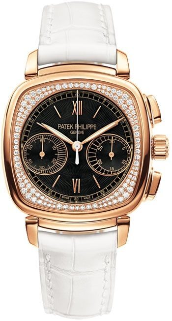 Patek Philippe Complications Black and Diamond Dial Ladies Watch #7071R-010 - Watches of America