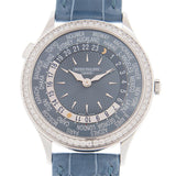 Patek Philippe Complications World Time Automatic Diamond Blue Dial Unisex Watch #7130G-016 - Watches of America