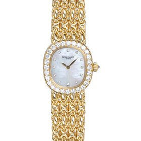 Patek Philippe Golden Ellipse White Mother of Pearl Dial Ladies Watch #4931-2J - Watches of America