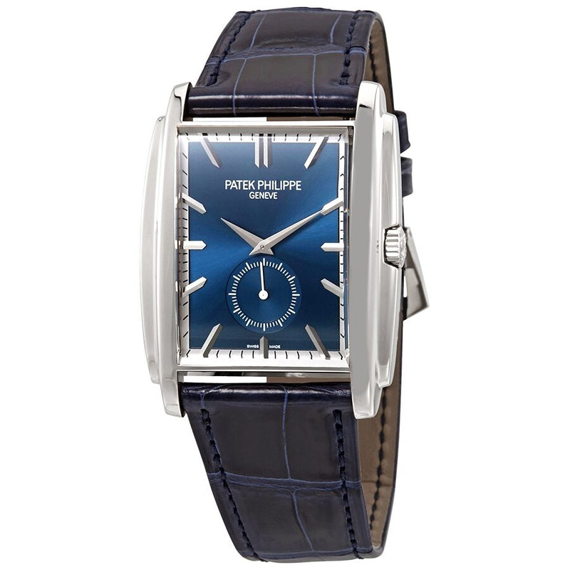 Patek Philippe Gondolo 18kt White Gold Blue Sunburst Dial Men's Watch #5124G-011 - Watches of America