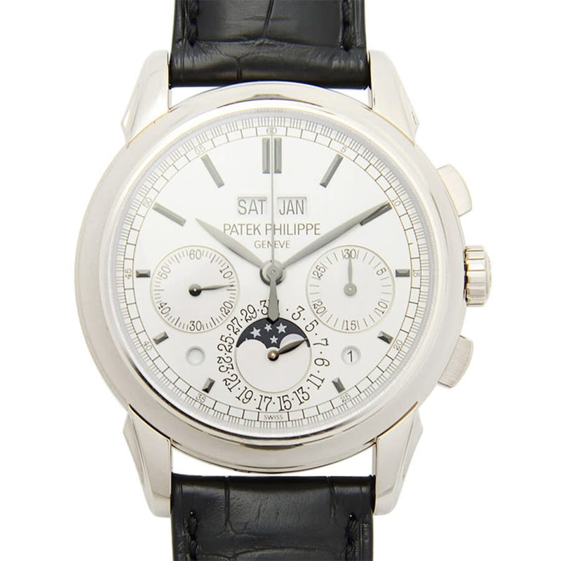 Patek Philippe Grand Complication Silver Dial Chronograph 18kt White Gold Black Leather Men's Watch #5270G-001 - Watches of America #2