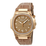 Patek Philippe Nautilus 18K Rose Gold Diamond Ladies Watch #7010R-012 - Watches of America