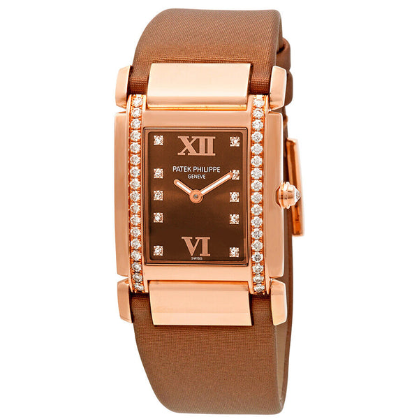 Patek Philippe Twenty 4 Diamond Brown Dial Rose Gold Ladies Watch #4920R/001 - Watches of America