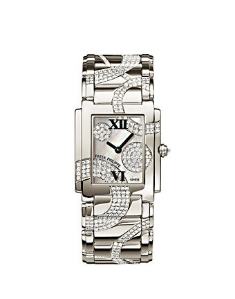 Patek Philippe Twenty-4 Mother of Pearl set with Diamonds Dial Ladies Watch #4910-49G - Watches of America