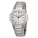 Patek Philippe Nautilus Silvery White Dial 18kt White Gold Ladies Watch #7011/1G/001 - Watches of America