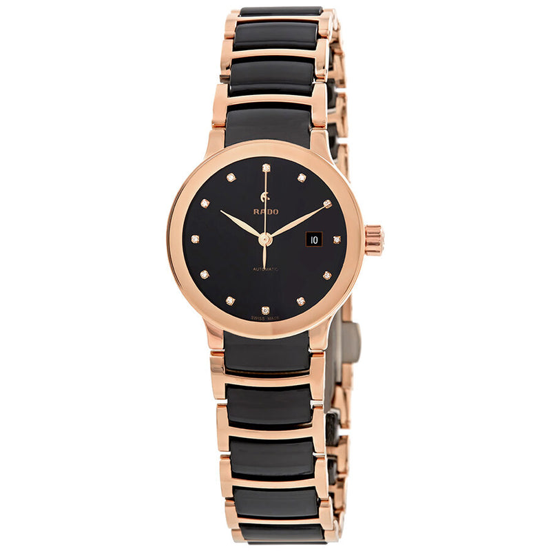 Rado Centrix Automatic Diamond Black Dial Ladies Watch #R30183732 - Watches of America