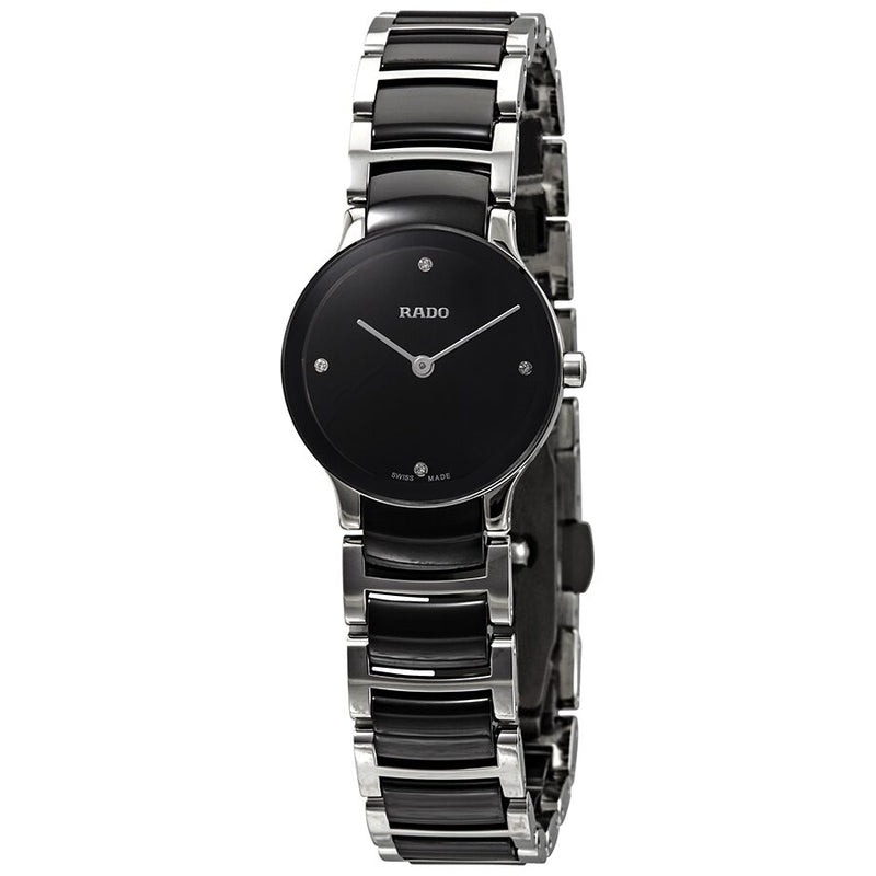 Rado Centrix Black Dial Steel and Ceramic Ladies Watch #R30191712 - Watches of America