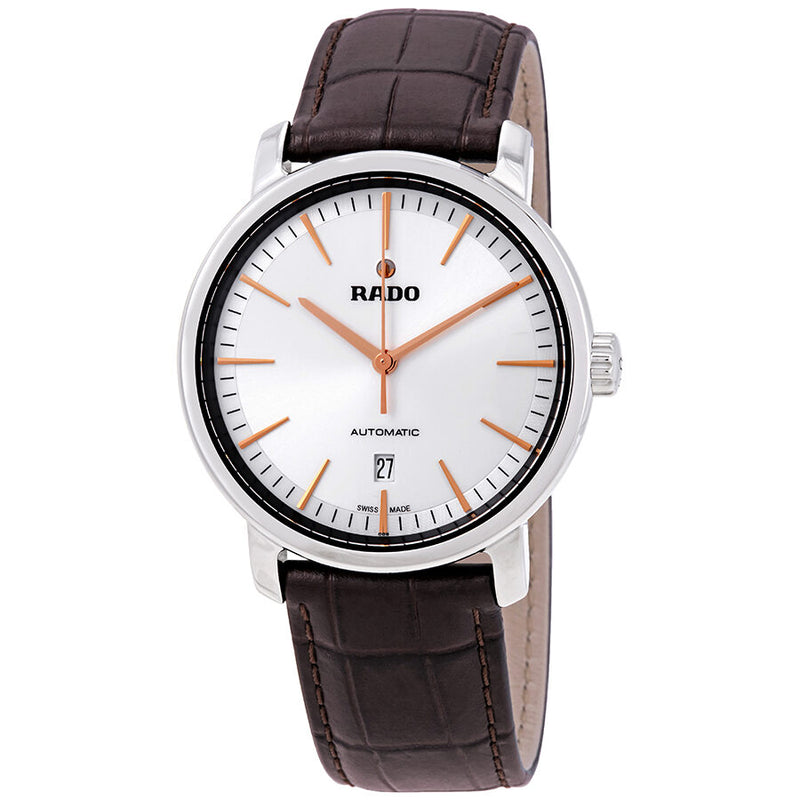 Rado DiaMaster XL Silver Dial Automatic Men's Leather Watch #R14074086 - Watches of America