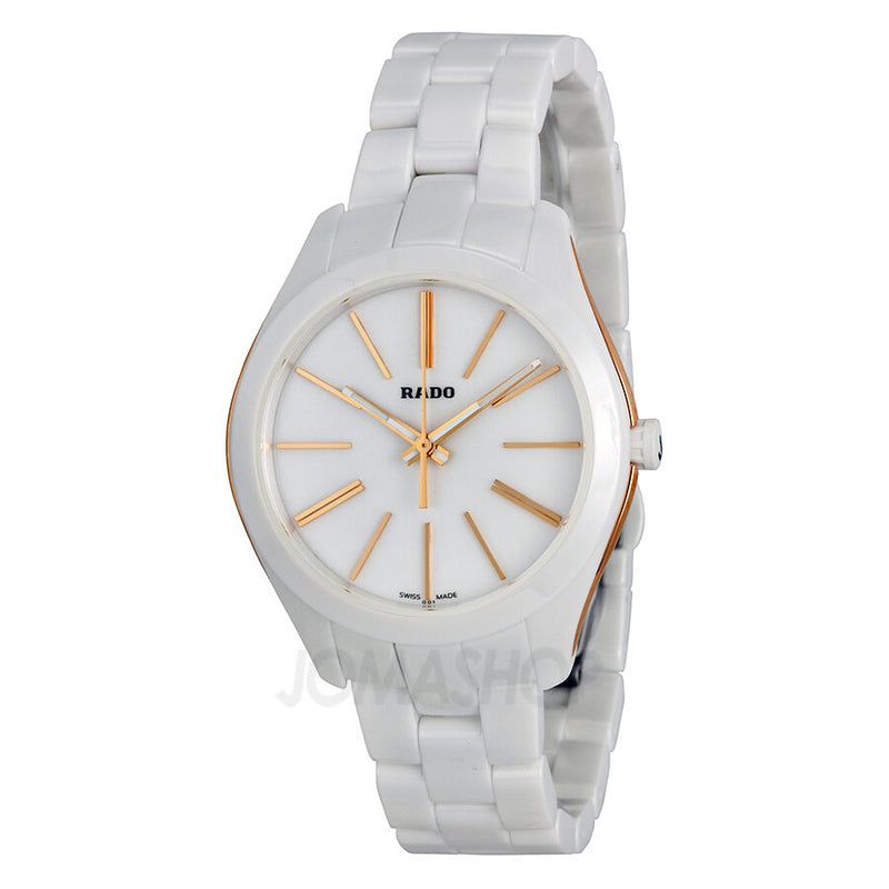 Rado HyperChrome White Dial Stainless Steel and Ceramic Case Ceramic Bracelet Ladies Watch #R32323012 - Watches of America