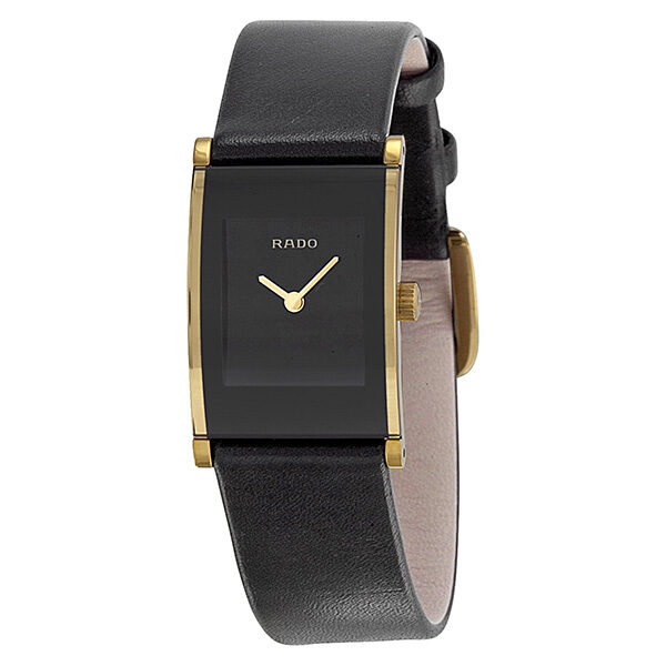 Rado Integral Black Dial Black Leather Ladies Watch #R20789155 - Watches of America