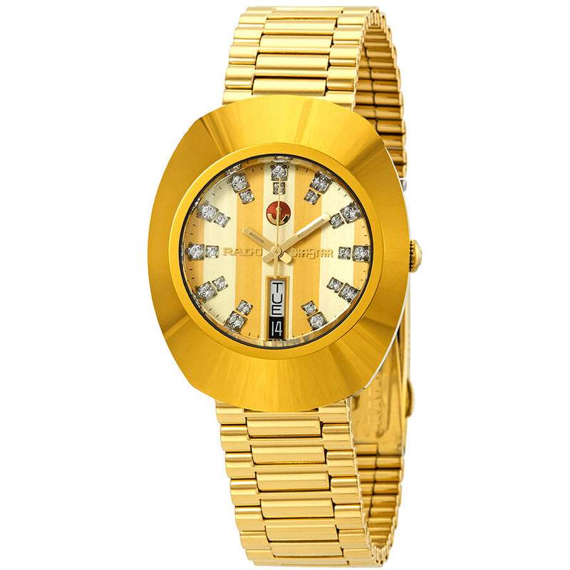 Rado Original Yellow Gold Diamond Dial Men's L Watch #R12413803 - Watches of America