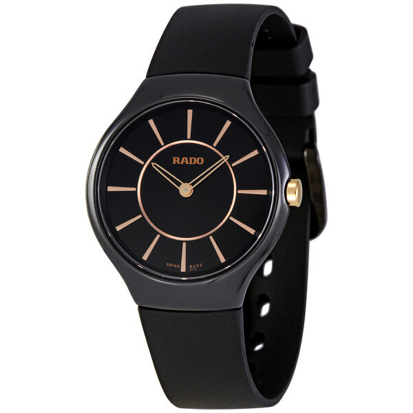 Rado Thinline Black Ceramic Ladies Watch #R27742159 - Watches of America