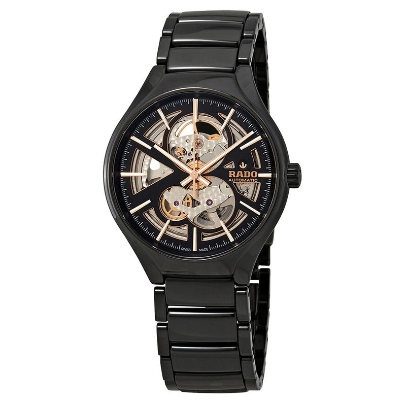 Rado True Automatic Open Heart Black/Skeleton Dial Men's High-Tech Ceramic Watch #R27100162 - Watches of America