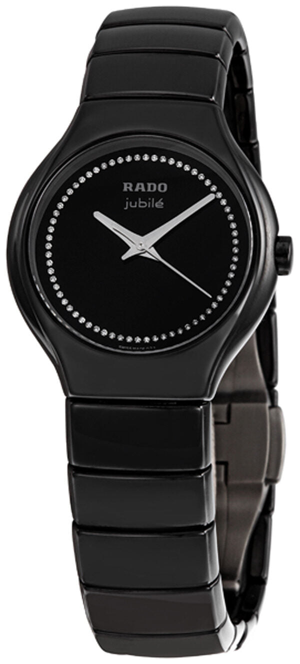 Rado True Jubile Black Ceramic Ladies Watch #R27655732 - Watches of America