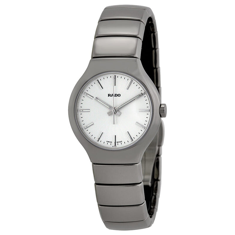 Rado True Silver Dial Platinum-Tone Ceramic Ladies Watch #R27656122 - Watches of America