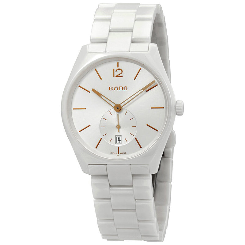 Rado True Specchio Silver Dial White Ceramic 37 mm Watch #R27082012 - Watches of America