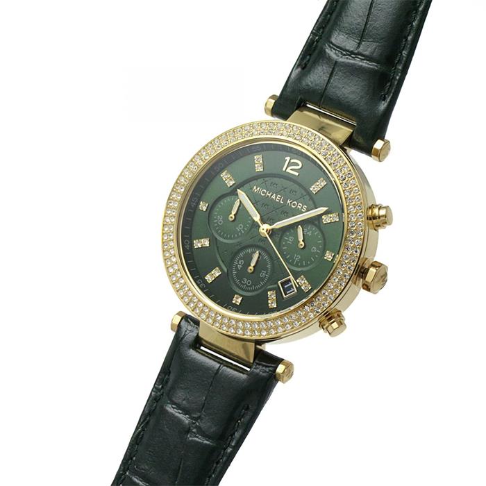 Michael Kors Parker Reloj cronógrafo de cuarzo con esfera verde para mujer MK6985