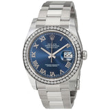 Rolex Oyster Perpetual Datejust 36 Blue Dial Stainless Steel Bracelet Automatic Ladies Watch #116244BLRO - Watches of America
