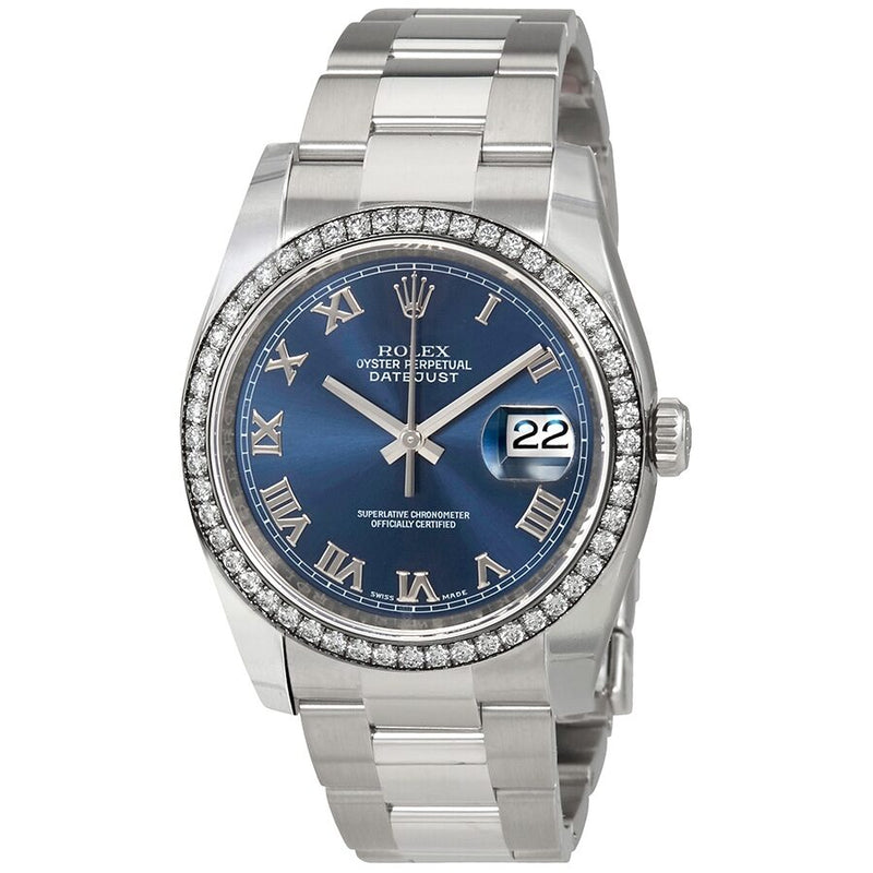 Rolex Oyster Perpetual Datejust 36 Blue Dial Stainless Steel Bracelet Automatic Ladies Watch #116244BLRO - Watches of America