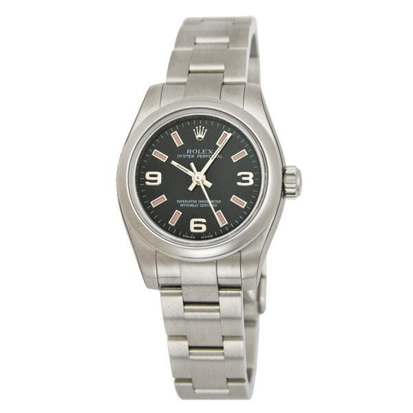 Rolex Lady Oyster Perpetual 26 Black Dial Stainless Steel Oyster Bracelet Automatic Watch #176200BKAPSO - Watches of America