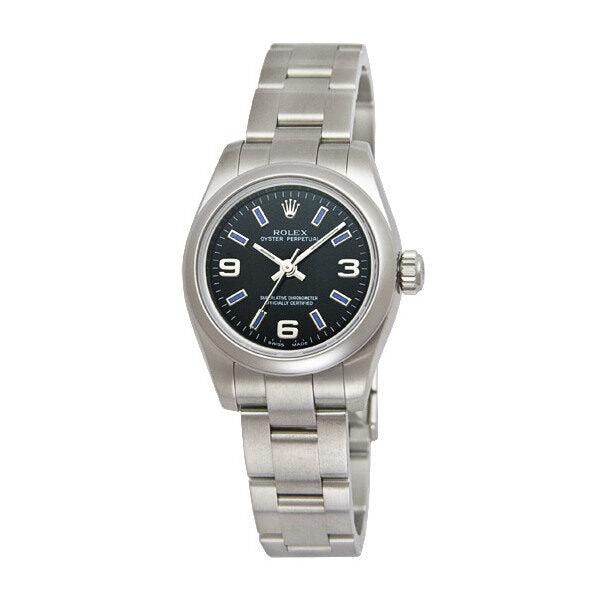 Rolex Lady Oyster Perpetual 26 Black Dial Stainless Steel Oyster Bracelet Automatic Watch #176200BKASO - Watches of America