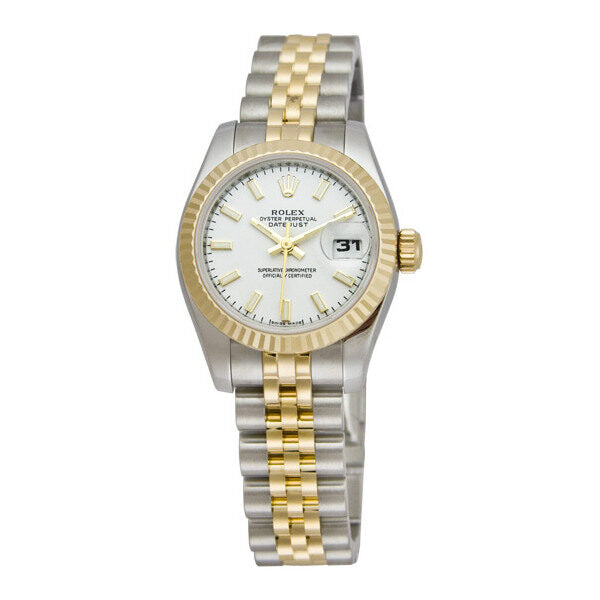 Rolex Lady Datejust 26 White Dial Stainless Steel and 18K Yellow Gold Jubilee Bracelet Automatic Watch #179173WSJ - Watches of America
