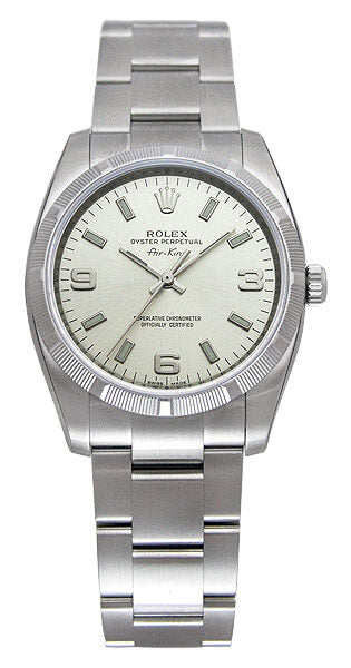 Rolex Air King Silver Dial Stainless Steel Oyster Bracelet Automatic Men's Watch #114210SASO - Watches of America