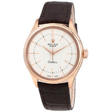 Rolex Cellini Automatic White Lacquer Dial Brown (Tobacco) Leather Watch #50505WSL - Watches of America