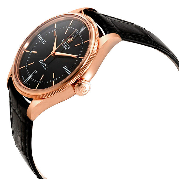 Rolex Cellini Black Dial 18K Rose Gold Automatic Men's Watch #50505BKSRL - Watches of America #2