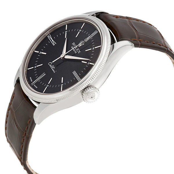 Rolex Cellini Automatic Black Dial Brown Leather Men's Watch #50509BRSL - Watches of America #2