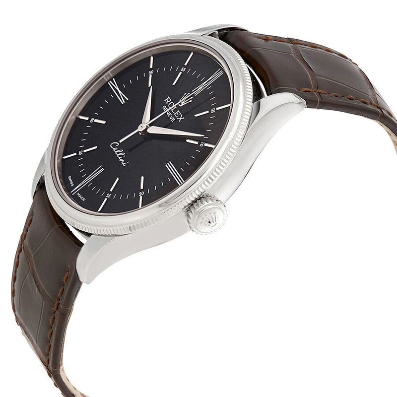 Rolex Cellini Automatic Black Dial Brown Leather Men's Watch #50509BRSL - Watches of America #2