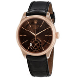 Rolex Cellini Dual Time Automatic Brown Dial Men's Leather Watch #50525BRSBKL - Watches of America