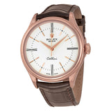 Rolex Cellini White Dial 18K Rose Gold Leather Men's Watch #50505WSRL - Watches of America