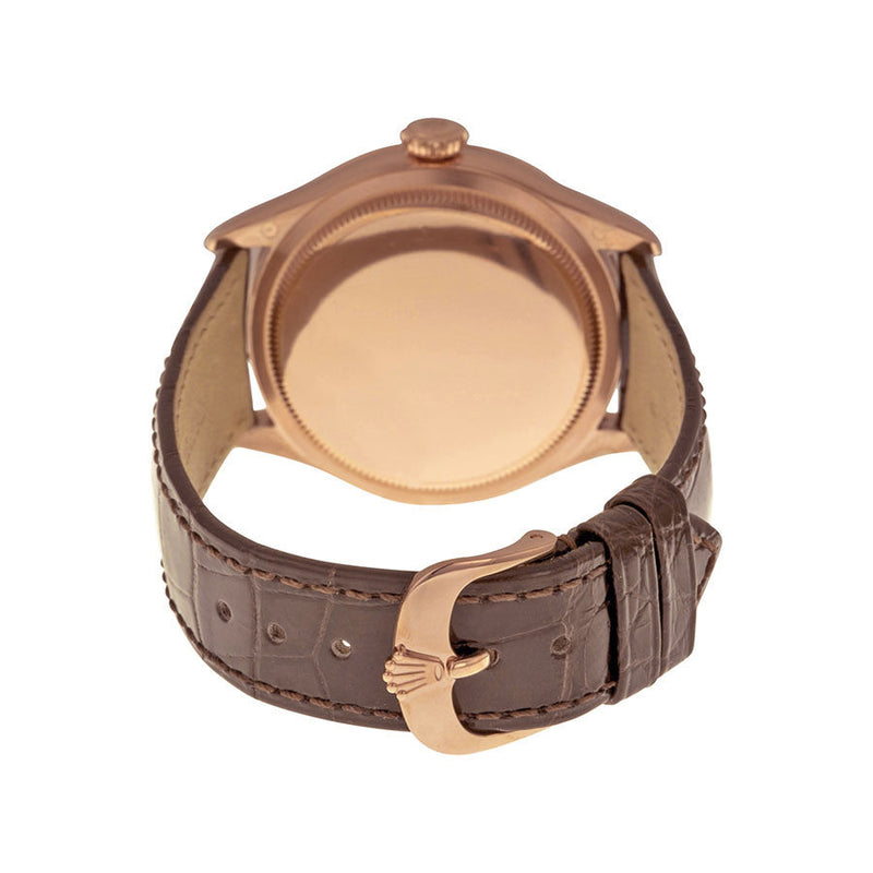 Rolex Cellini White Dial 18K Rose Gold Leather Men's Watch #50505WSRL - Watches of America #3