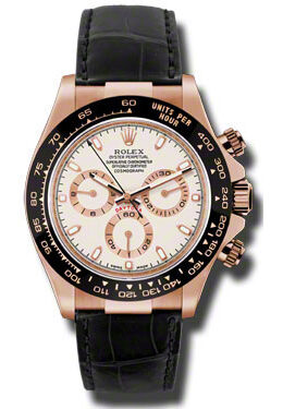 Rolex Cosmograph Daytona Ivory Dial Automatic Black Leather Men's Watch #116515ISL - Watches of America