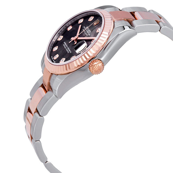 Rolex Datejust 31 Black Mother of Pearl Diamond Dial Ladies Steel and 18 ct Everose Gold Oyster Watch #178271BKMDO - Watches of America #2