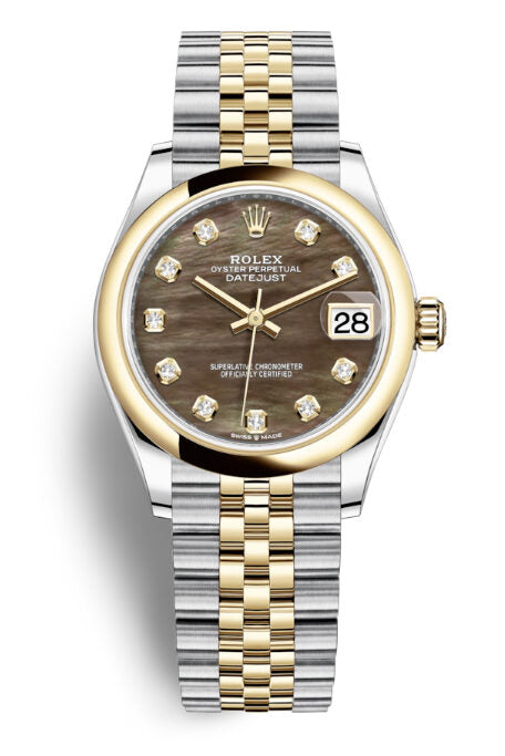 Rolex Datejust 31 Black Mother of Pearl Diamond Dial Ladies Steel and 18kt Yellow Gold Jubilee Watch #278243BKMDJ - Watches of America