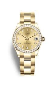 Rolex Datejust 31 Champagne Diamond Dial Automatic Ladies 18kt Yellow Gold Oyster Watch #278288CDO - Watches of America