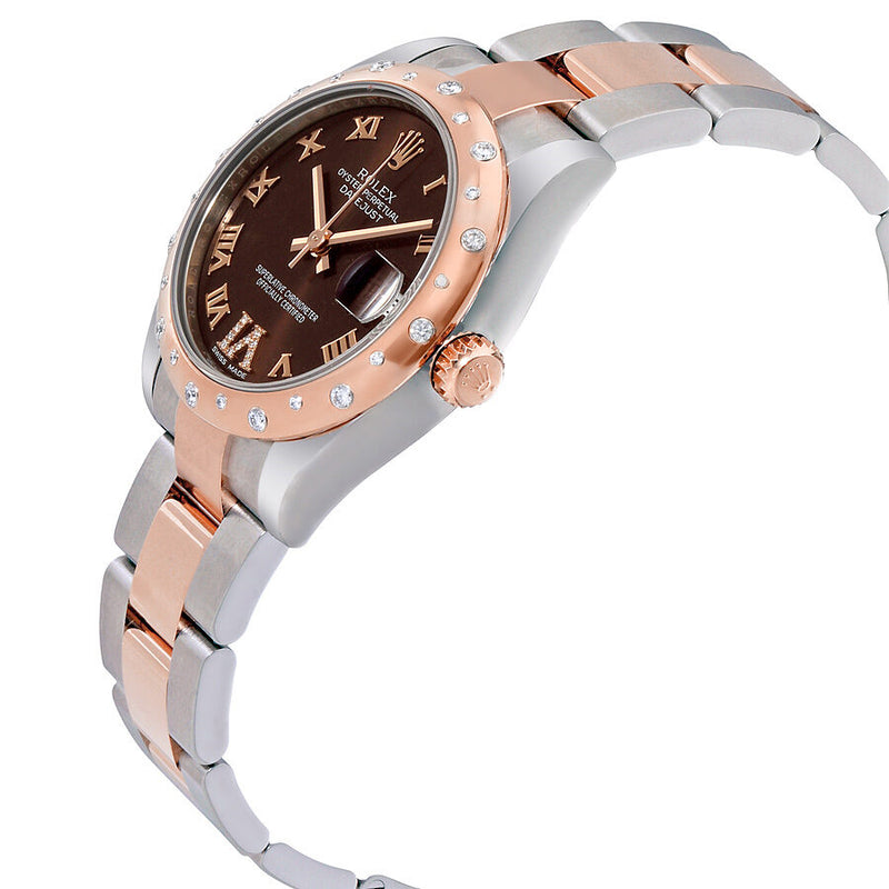Rolex Datejust 31 Chocolate Dial Steel and 18K Everose Gold Diamond Ladies Watch #178341 - Watches of America #2