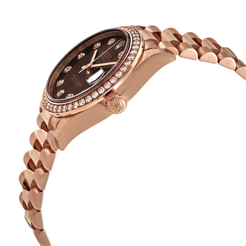 Rolex Datejust 31 Chocolate Diamond Dial Ladies 18 ct Everose Gold President Watch #278285CHDP - Watches of America #2