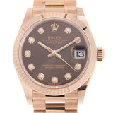 Rolex Datejust 31 Chocolate Diamond Dial Ladies 18kt Everose Gold President Watch #278275CHDP - Watches of America