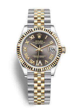 Rolex Datejust 31 Dark Grey Diamond Dial Automatic Ladies Steel and 18kt Yellow Gold Jubilee Watch #278273GYRDJ - Watches of America